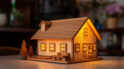 Glowing House on Table