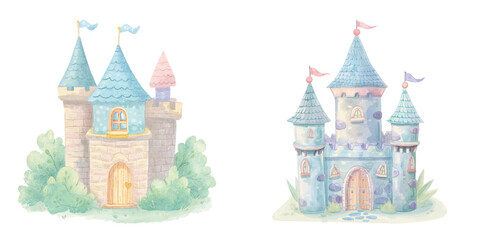 Fototapeta premium cute castle watercolour vector illustration