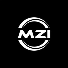MZI letter logo design with black background in illustrator, vector logo modern alphabet font overlap style. calligraphy designs for logo, Poster, Invitation, etc.