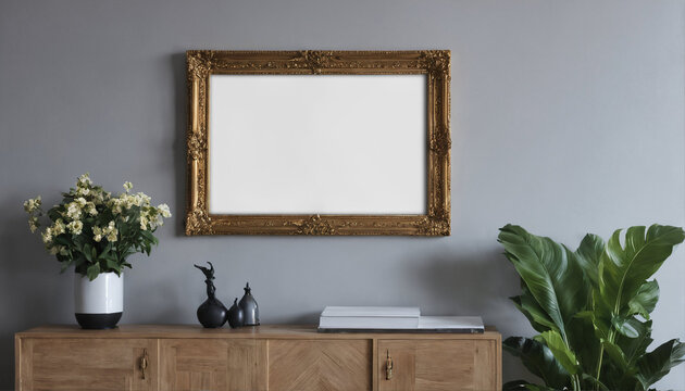 Mock up frame set against a home interior background for display