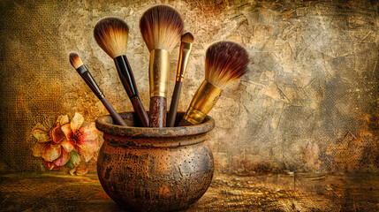 Professional Painting and Makeup Brushes: Collection of Tools for Artistic and Beauty Work, Symbolizing Precision - Powered by Adobe