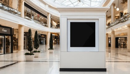 Blank large advertisement board in business center mall, ideal for sales and offers mockup with ample copy space
