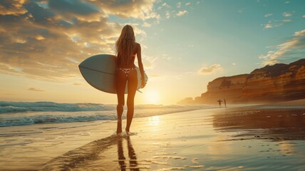 Fototapeta na wymiar surfer at sunrise