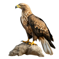 Obraz premium Majestic eagle sits on a stone isolated on transparent background
