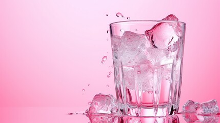 Cold water in a glass with ice.