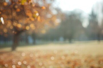 Landscape shot of trees with out-of-focus bokeh background in a park