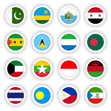 Country flags in round button