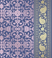 wedding card design, traditional paisley floral pattern , royal India	