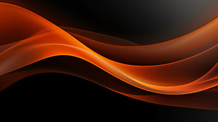 Orange and black glossy waves abstract background