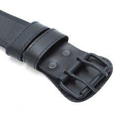 black leather Weight lifting Belt isolated 