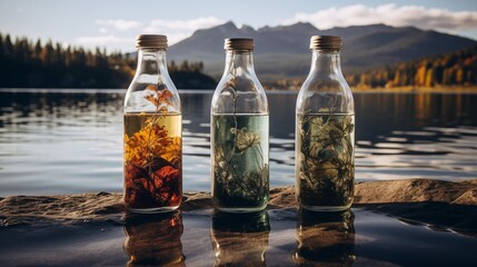 bottle of water on the beach, Wine Bottle Mock-Up