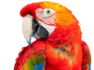 Scarlet macaw parrot isolated on white background.