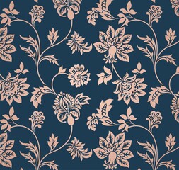 Colorful wedding card design, paisley floral pattern , India	