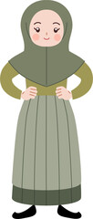 cute hijab girl cartoon character illustration