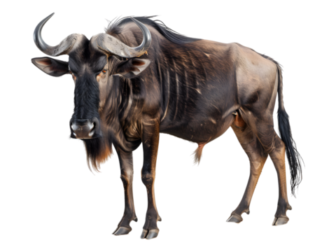 wildebeest isolated on white background