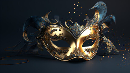 Realistic luxury carnival mask with gold dust