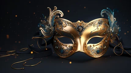 Tuinposter Realistic luxury carnival mask with gold dust © doly dol