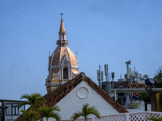 Dome of the church in Cartagena. Columbia