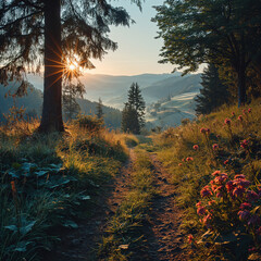 Morgendliche Sonnenstrahlen im Herbstwald