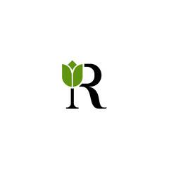 creative letter R with leaf vector illustration