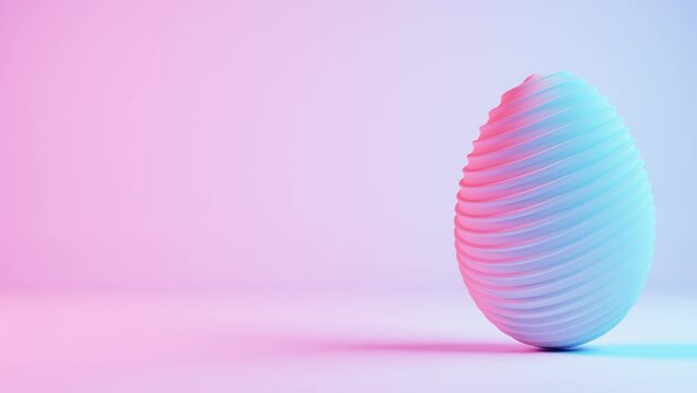 3D minimalist Easter egg design with a glass texture and retro wave elements, merging classic holiday symbolism with modern aesthetics