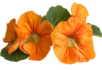 Nasturtium Flowers isolated on transparent background. PNG file	