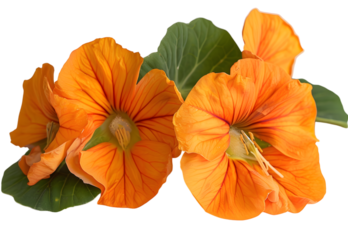 Nasturtium Flowers isolated on transparent background. PNG file	