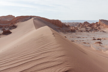 Valle de la luna Great sand dune in Moon Valley with impressive textures and ripples of sand in the...