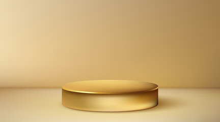 Gold podium on abstract background, one stage stage design, pedestal