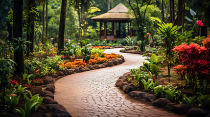 Road in nature garden