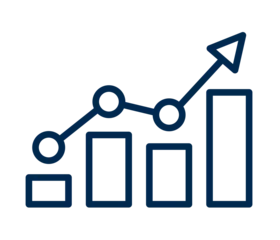 Gordijnen Graph diagram up line icon, business growth success chart with arrow, profit growing symbol, progress bar symbol, business bar sign, growing graph icons © dlyastokiv