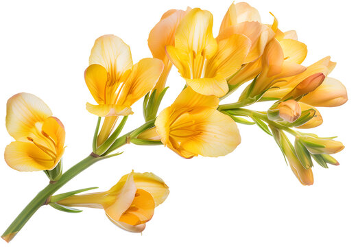  watercolor Freesia isolated on transparent background. PNG file