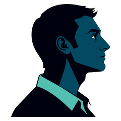 silhouette of a person in profile. Male side face.