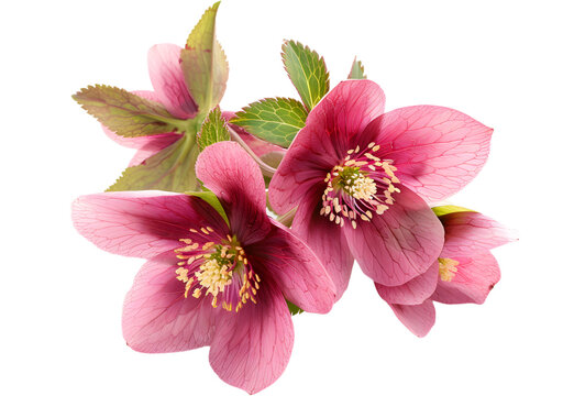 burgundy hellebore flower isolated on white background. PNG file