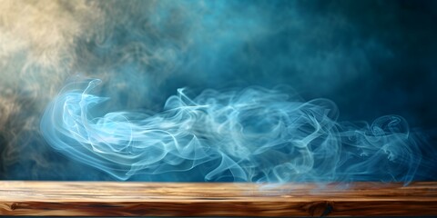 A tranquil image of a wooden table as wisps of smoke dance. Concept Photography, Still Life, Smoke Art, Wooden Table, Tranquil Atmosphere