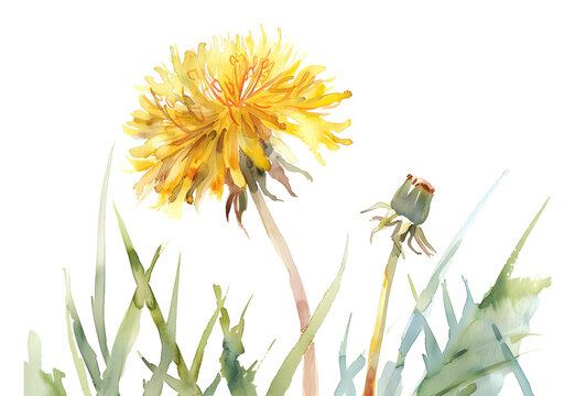 flowers Dandelion watercolor isolated on transparent background. PNG file