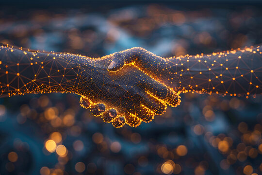 business man shaking hands with effect global network link connection and graph chart of stock market graphic diagram