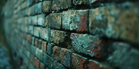Texture of weathered bricks on a decaying wall showing historys embrace. Concept History, Weathered Bricks, Decaying Wall, Textures