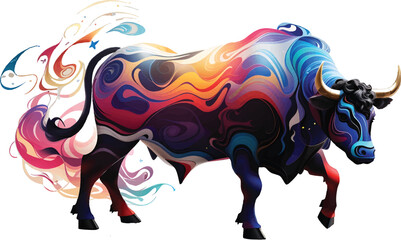 Vector abstract bull colourful vector illustration on white background, generative ai
