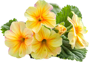 Common evening primrose flowers isolated on white. PNG file