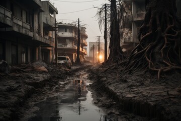 Fototapeta na wymiar Catastrophic ecological disaster. devastating pollution and irreparable destruction of nature