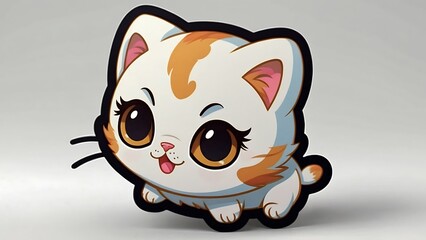 Fototapeta premium Beautiful baby cat with captivating eyes, isolated portrait of a cute kitten on background