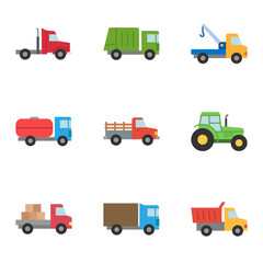 Transport and vehicle icons set. Model automobile.