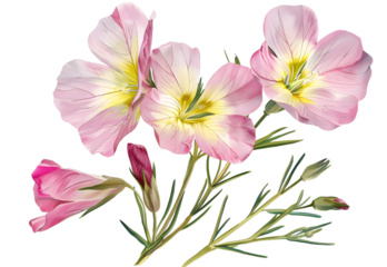 Macro of a violet and yellow Evening Primroses with background