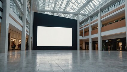 empty huge big white mockup blank screen at a shopping mall