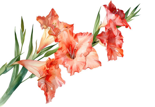 A Gladiolus watercolor isolated on transparent background. PNG file