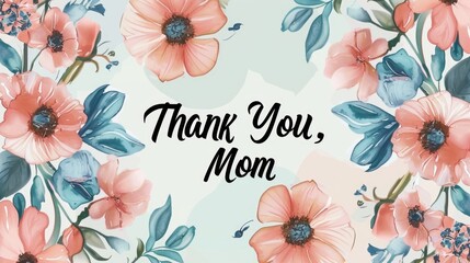 A festive and heartfelt Mother's Day greeting card featuring stylized pastel flowers and elegant typography expressing gratitude