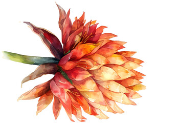 Torch Lily watercolor isolated on transparent background. PNG file