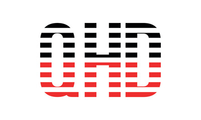 QHD three initial letter iconic line negative space minimal logo design vector template. monogram, abstract, wordmark, business, typography, minimalist, brand, company, flat, modern, unique, simple