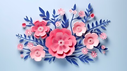 Paper cut floral bouquet flower paper craft